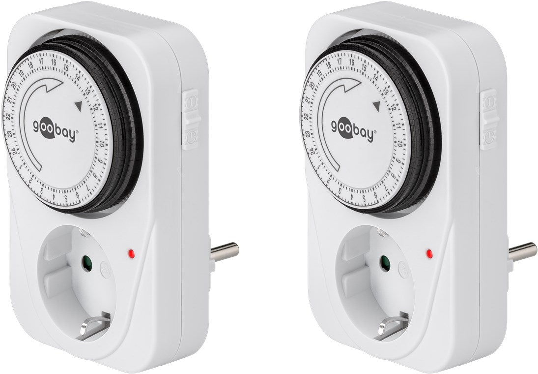 2er-Set Analoge Zeitschaltuhr Steckdose 3500W Mechanische Schaltuhr Zeitschalter für Steckdose Timer Analog 15 Min. Intervall Timer innen Weiß