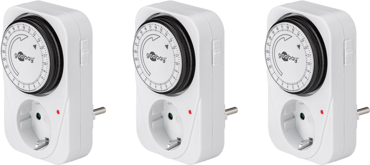 3er-Set Analoge Zeitschaltuhr Steckdose 3500W Mechanische Schaltuhr Zeitschalter für Steckdose Timer Analog 15 Min. Intervall Timer innen Weiß