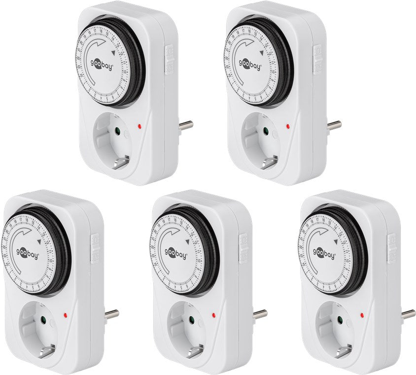 5er-Set Analoge Zeitschaltuhr Steckdose 3500W Mechanische Schaltuhr Zeitschalter für Steckdose Timer Analog 15 Min. Intervall Timer innen Weiß