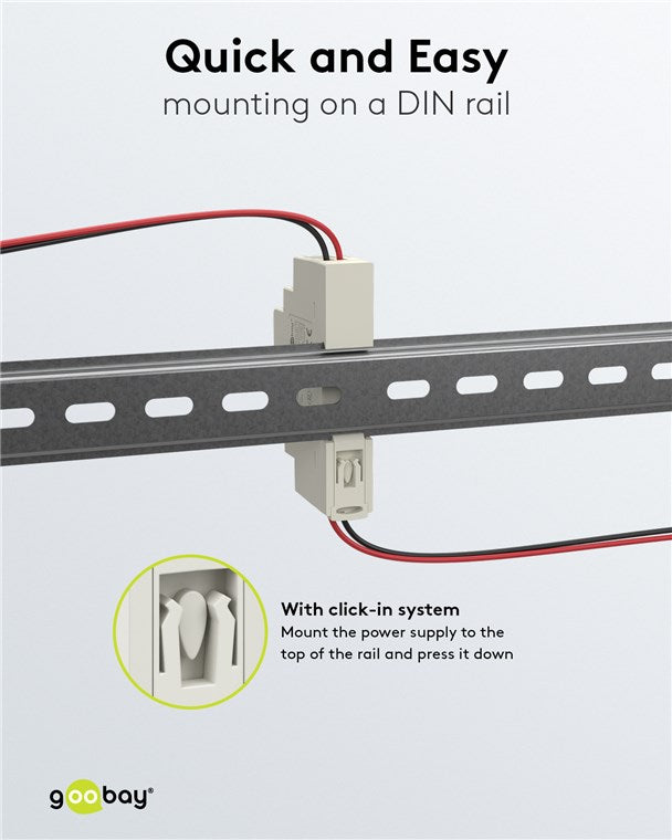 Goobay Hutschienen Netzteil 12V Trafo ideal zum Betrieb von Überwachungs- und Zugangssystemen / Klingeltrafo 12V / Türsprechanlage / Klingelanlage / DIN Rail 1,25A und 15W