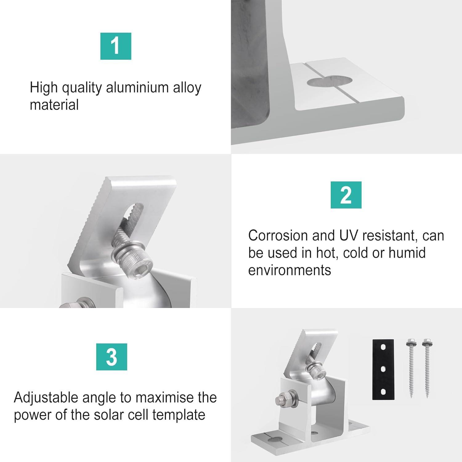 2 Stück Solarmodul Halterung Balkonkraftwerk 10-60° Verstellbar Solarpanel Halterung Universal Befestigung Solarmodul Photovoltaik für Boot Wohnmobil Flachdach
