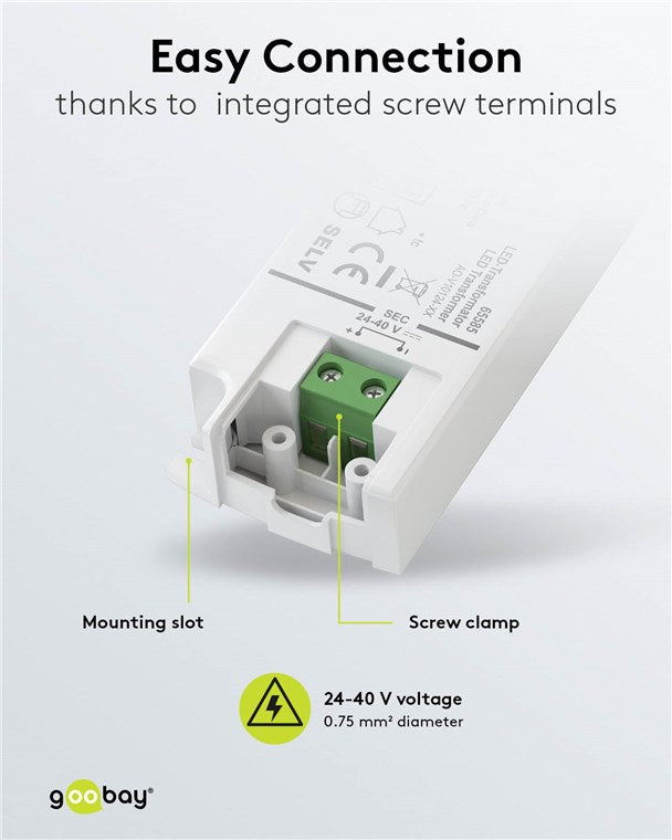 Goobay LED Trafo 500 mA / 20 W / LED Transformator für Konstantstrom / LED Treiber Konstantstromquelle / Transformator Innenbeleuchtung / Netzteil Licht
