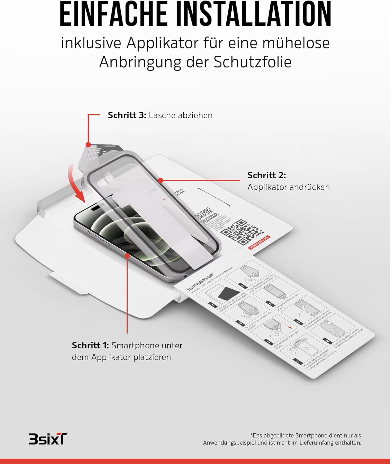 3sixT 65919 3in1 Protection Bundle für iPhone 15 Pro/Hülle Displayschutz & Kamera Schutz Set/Inkl. Handyhülle Panzerglas Kamera Protektor stoßfest / 3in1 Hüllen Set iPhone 15