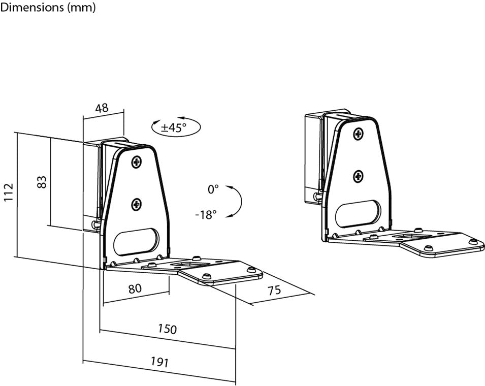 goobay Wandhalterung für Sonos Era 300 / Lautsprecher-Wandhalter bis 5kg / Schwenkbar & Neigbar / weiß