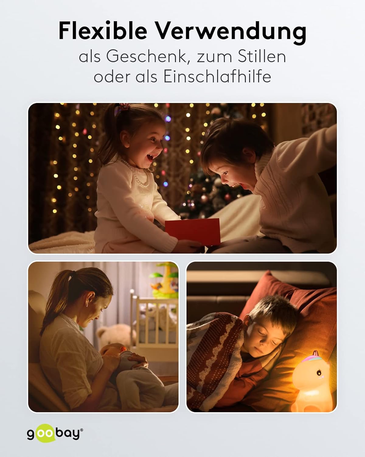 LED Nachtlicht Einhorn/geeignet als Einschlafhilfe, Stilllicht und Kinderzimmer Deko/leuchtet in warmweißem Licht, 7 Farbwechsel und 3 Leuchtmodi