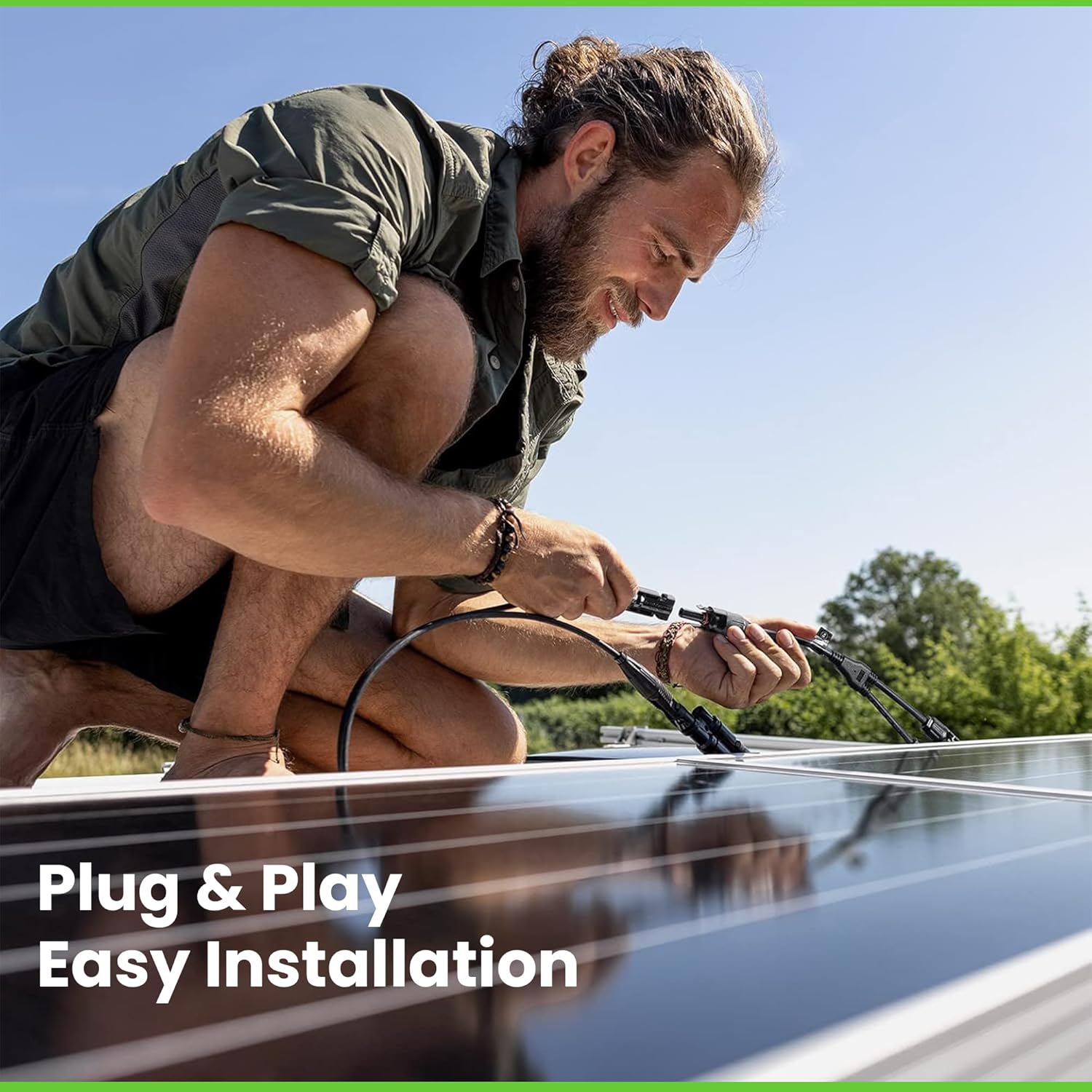 2-Wege Y-Verbinder-Set für Solarmodule mit 34 cm 6mm² Kabelverlängerung, Snap-In Verriegelung, Easy-Click System, IP67 Schutzklasse, bis zu 1000V DC, für Outdoor-Solaranlagen (1 Paar)