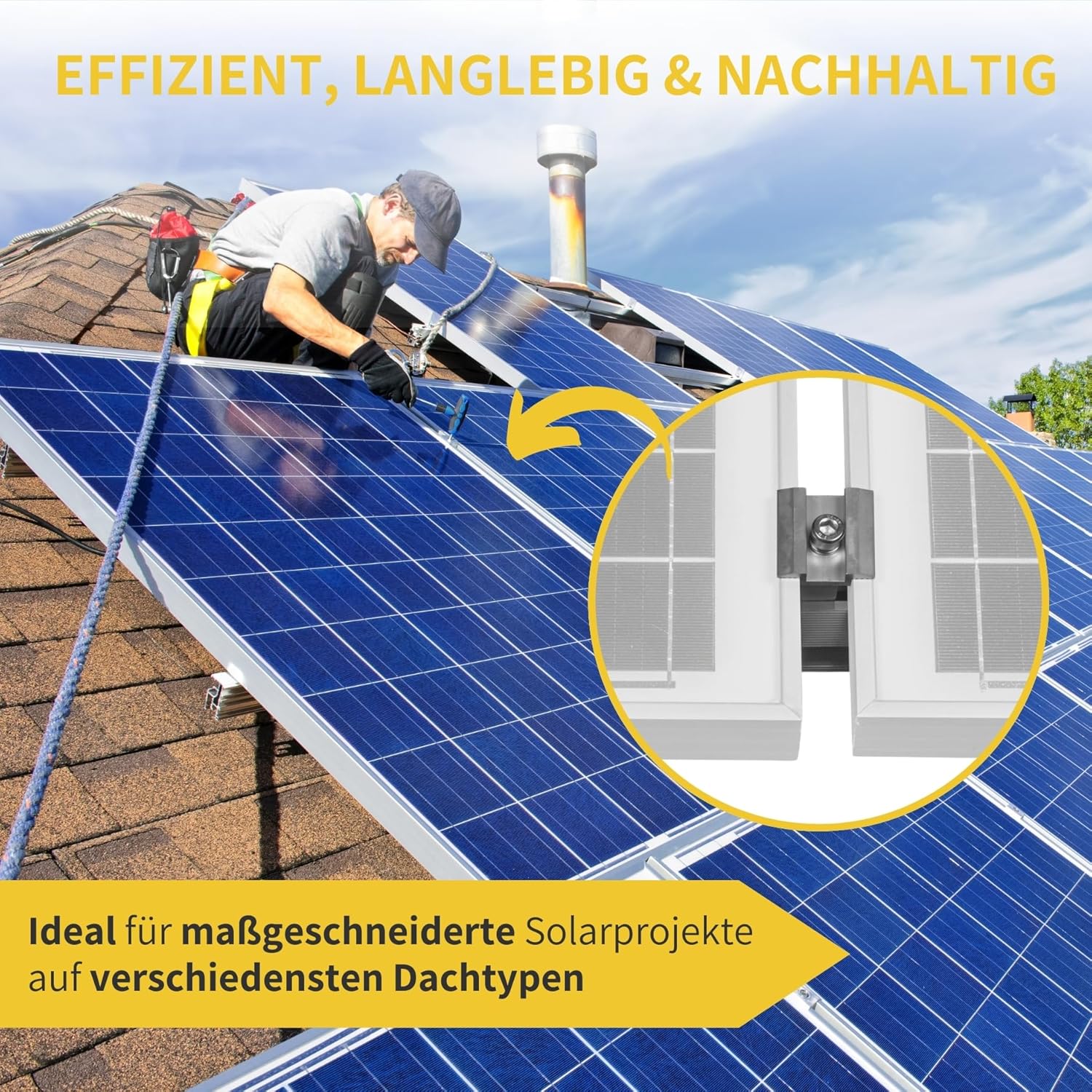 Solar Halterung Ziegeldach I Set für 3 PV Module 30-40mm I silber I Solarmodul Halterung Balkonkraftwerk I Solarmodulbefestigungsset für Ziegeldächer aus Edelstahl I PV-Halterung Montageset