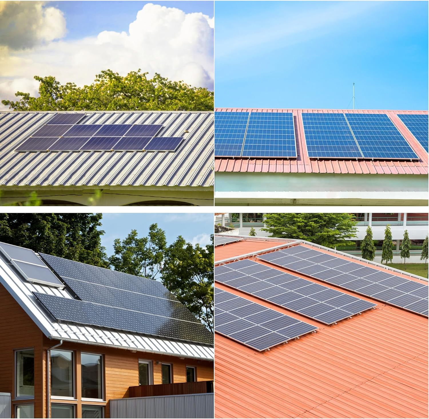 Solarmodul Halterung Montageset, Schwarzes 12CM Aluprofil und Verstellbare Klammern Befestigung für Solarmodul, Solarpanel Halterung 4 Modul 30-35MM für Flachdach Trapezblech Blechdach