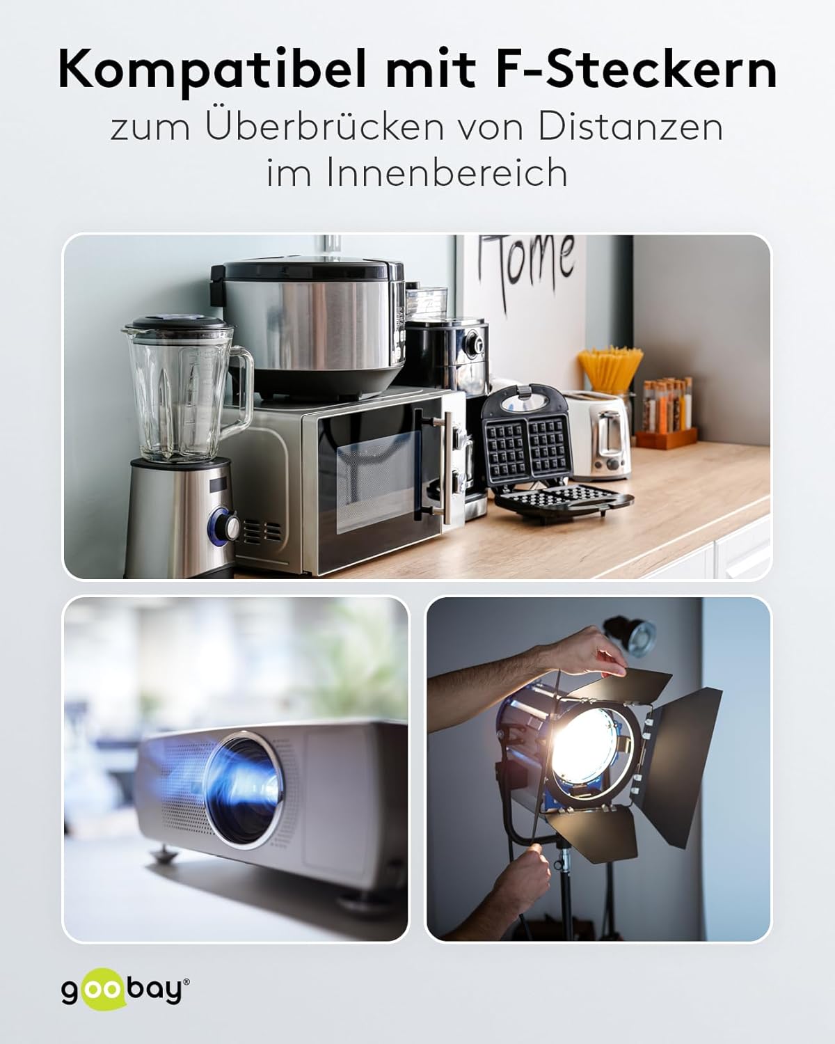 Goobay Gewinkeltes Strom Verlängerungskabel / Schutzkontakt Stecker 250V Schutzkontakt 5 Meter Stromkabel Verlängerung für Innenbereich / Weiß / 5m
