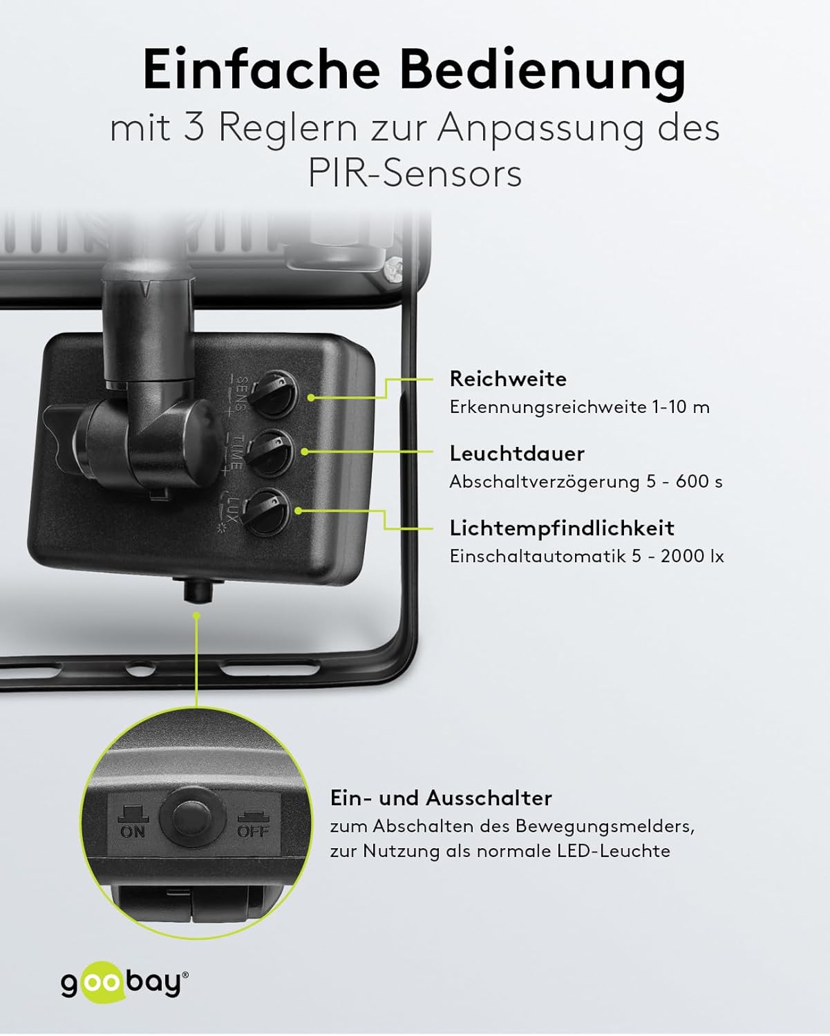 LED Strahler Bewegungsmelder Außen 50W / PIR Sensor Außenstrahler IP44 / Neutralweißes Licht 4250 lm / LED Scheinwerfer Fluter Wandmontage / Gartenstrahler / Schwarz