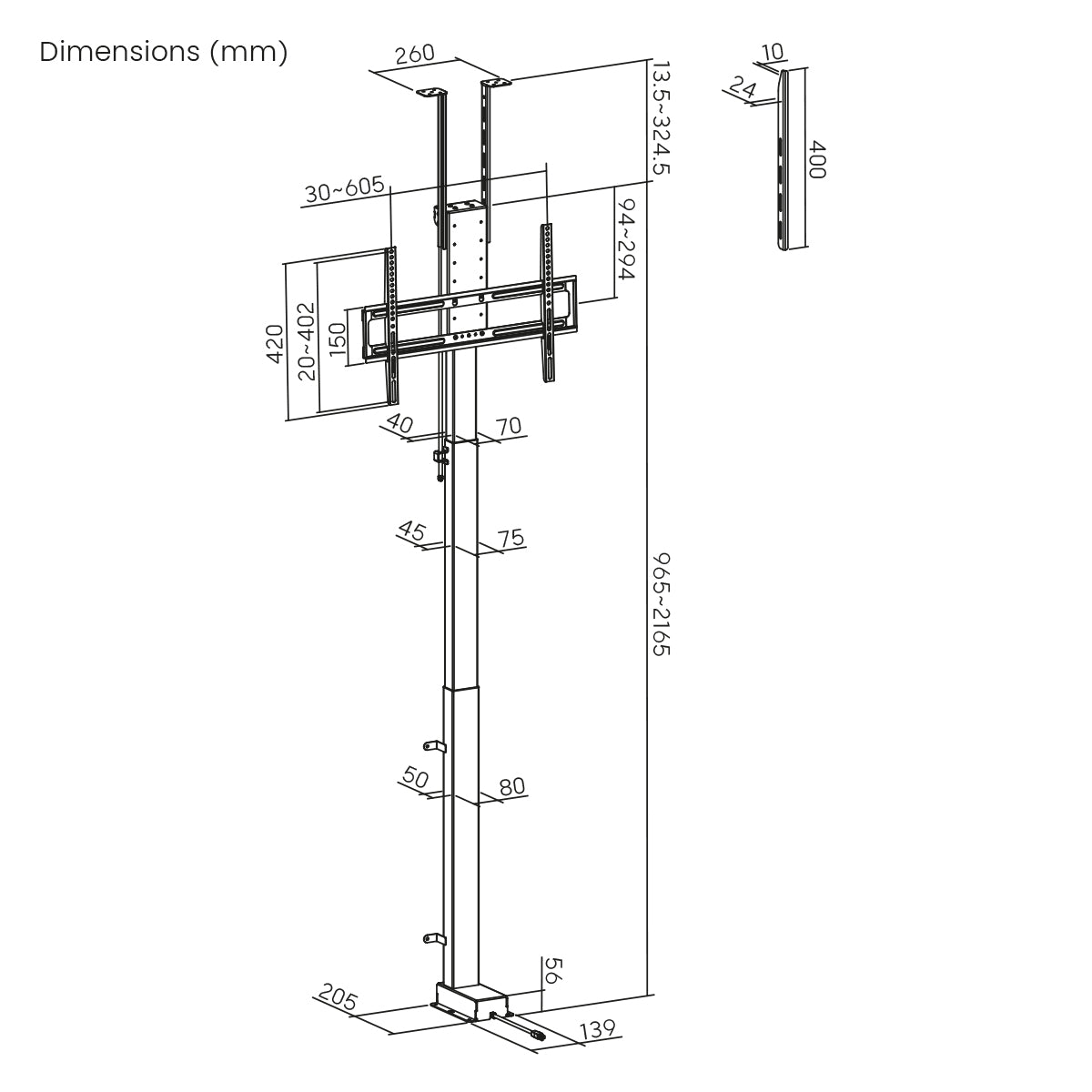 my wall TV Lift HP66-3L – Möbel- & Deckenmontage, Steuerung per Fernbedienung, App & Sprachbefehl (Alexa/Google), für 43"-88" (109-224 cm), bis 60 kg