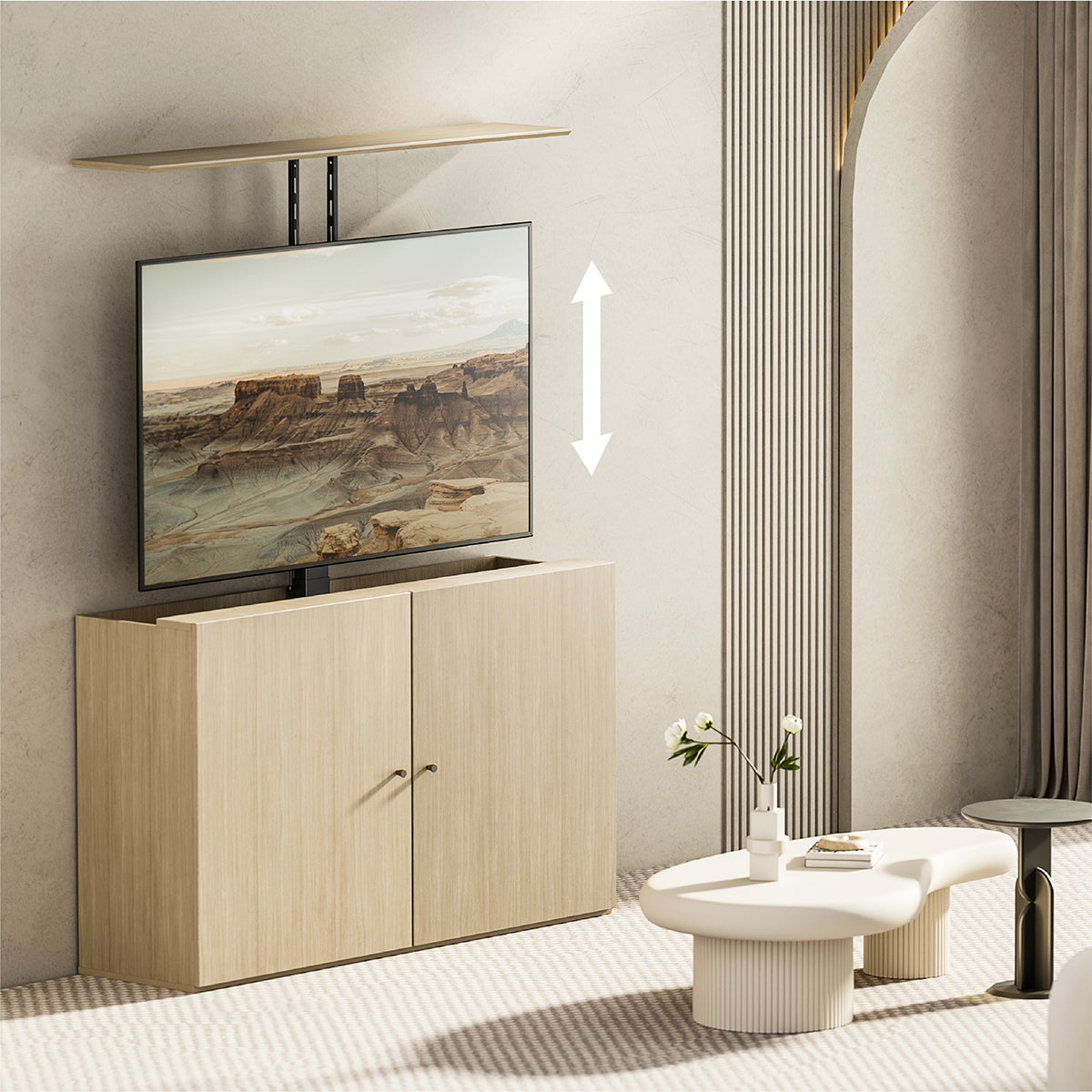 my wall TV Lift HP66L – Steuerung per Fernbedienung, App & Sprachbefehl (Alexa/Google), für 17"-32" (43-81 cm), Möbel- & Deckenmontage, bis 45 kg