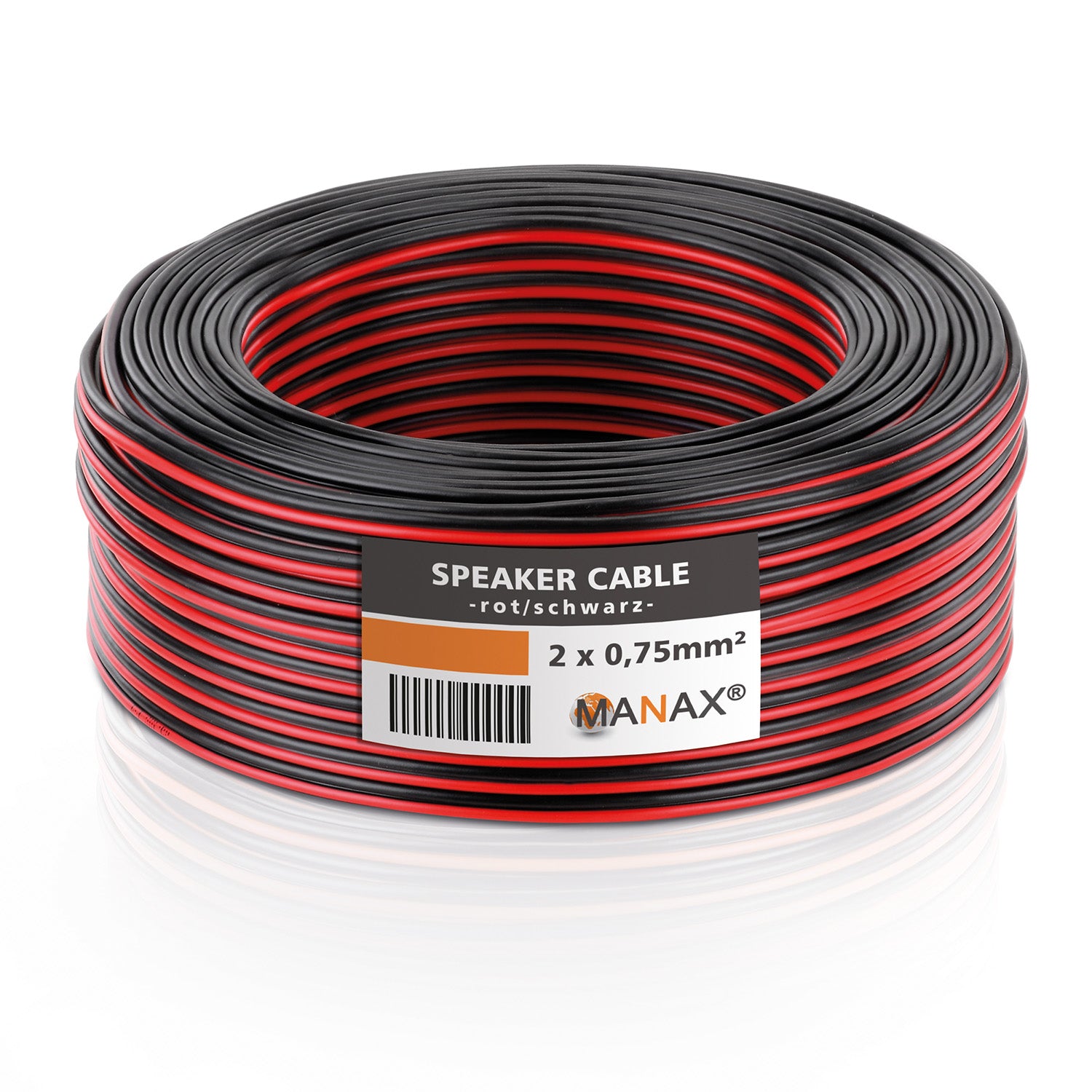 10m 2x0,75mm² Lautsprecherkabel CCA I Boxenkabel isoliert rot / schwarz mit Polaritätskennzeichnung I LS-Kabel als Meterware für Stereoanlage etc.