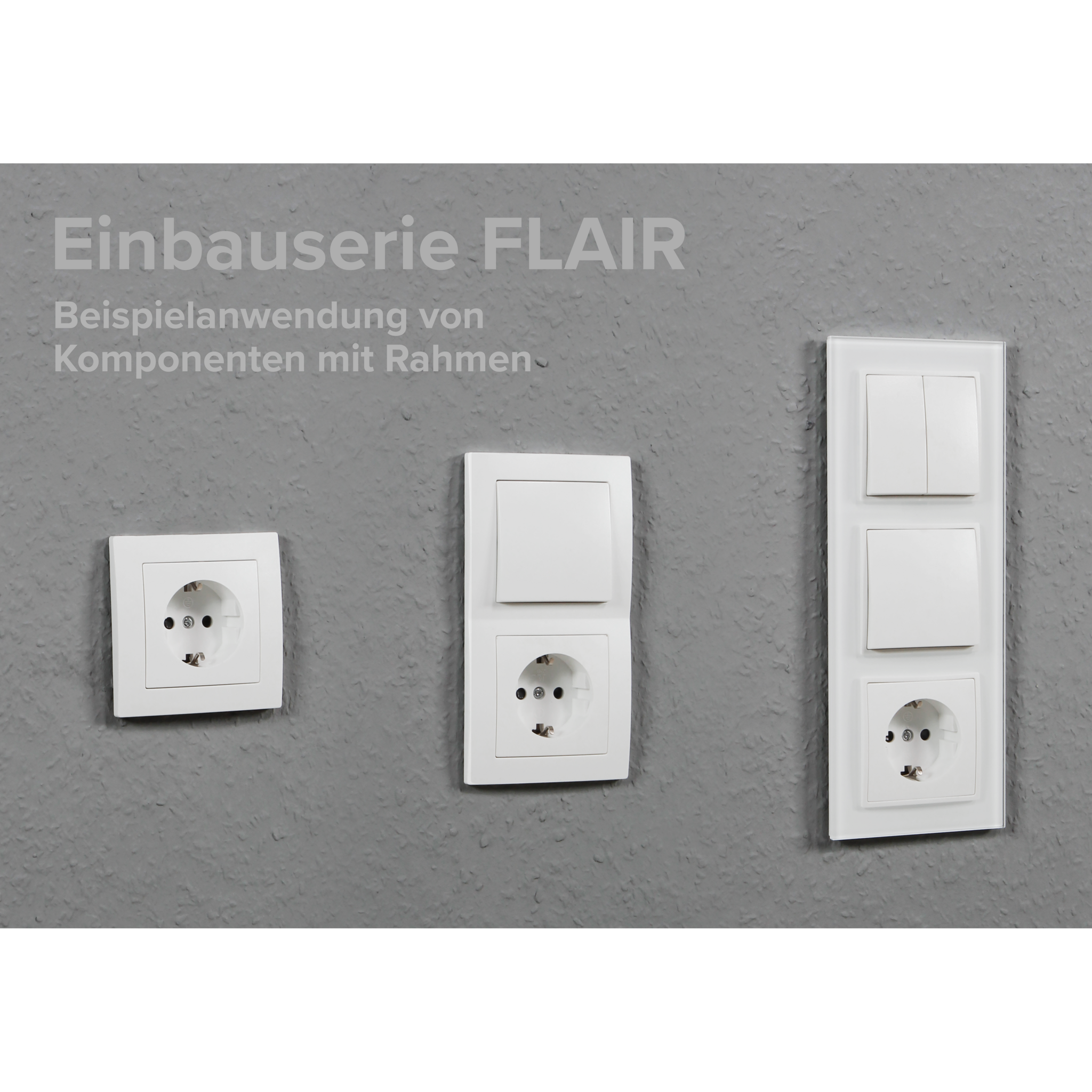 McPower Lichtschalter-Steckdosen Kombination | Flair | 2-fach Set, Schalter und Steckdose mit Rahmen, 250V~/10A, Unterputz, für Wohnräume, Küche, Büro, weiß matt