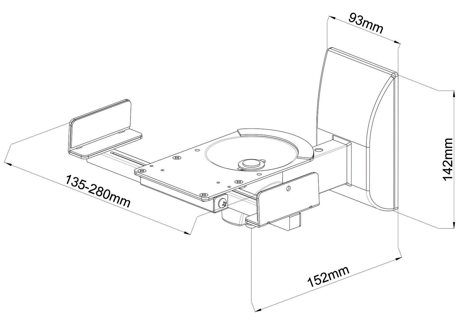mywall HB5L HB 5 L Lautsprecher-Wandhalterung einstellbar ohne Werkzeug Neigbar+Schwenkbar 25 kg Schwarz 1 Paar